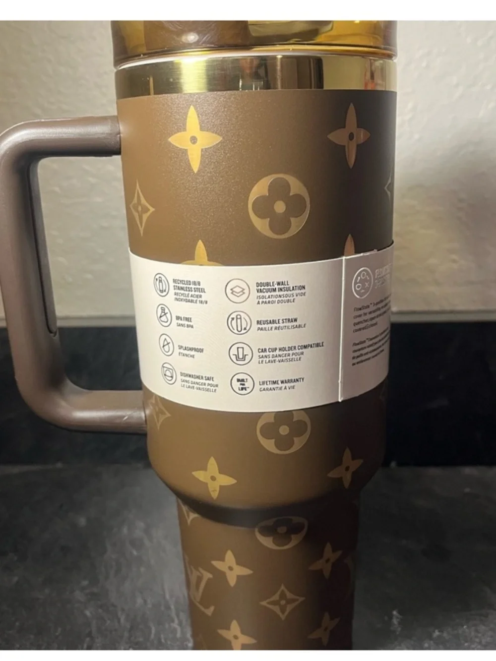 Stanley Brown Gold Patterned Designer Tumbler New in Box - Picture 4 of 6